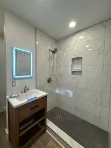 New bathroom lighting with lighted mirror