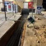 Running new wire during Electrical Buildout - Fuel Station - Western North Carolina