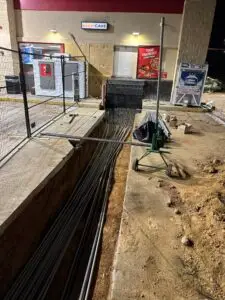 Running new wire during Electrical Buildout - Fuel Station - Western North Carolina
