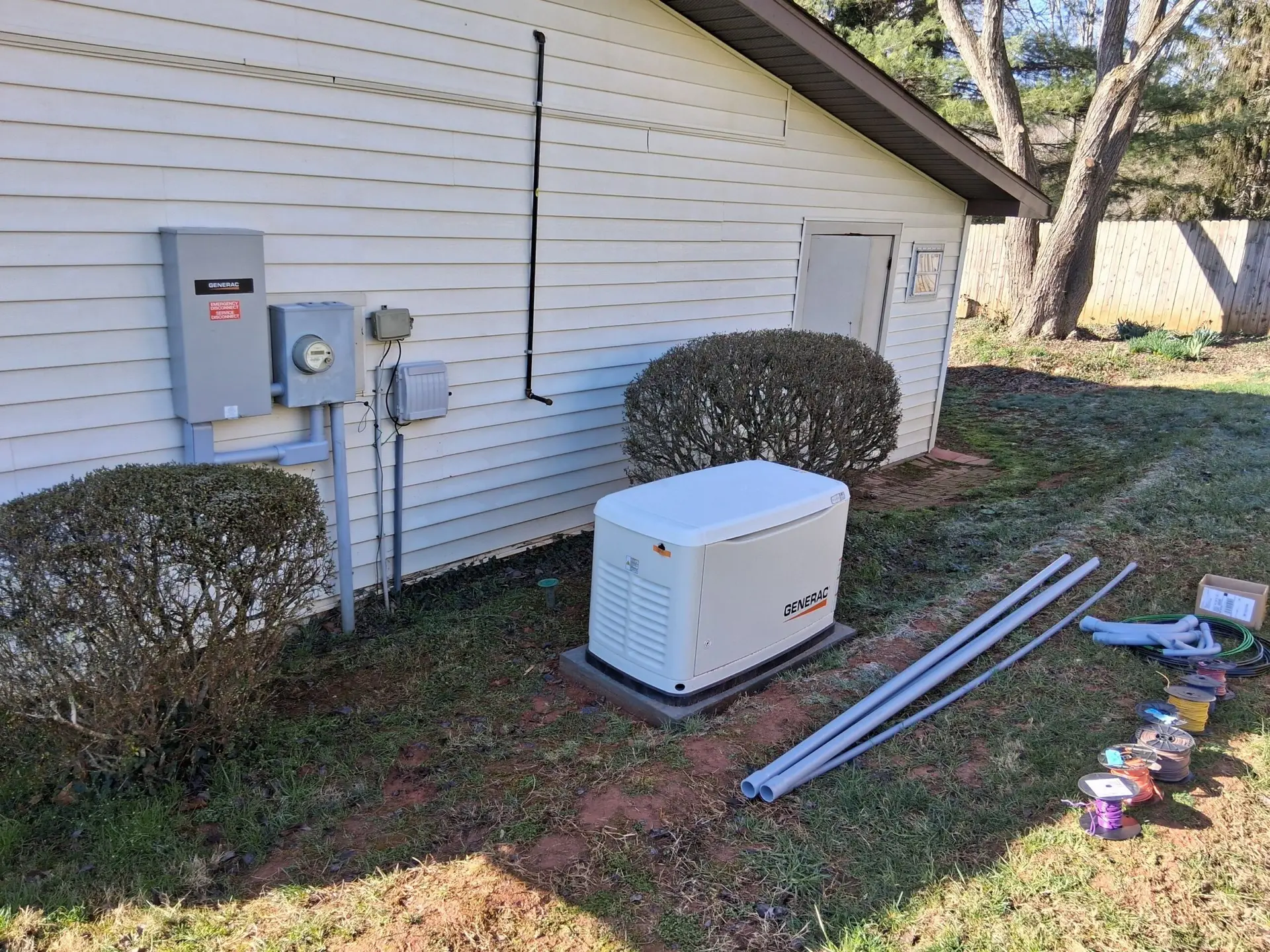 Whole home generator installation.