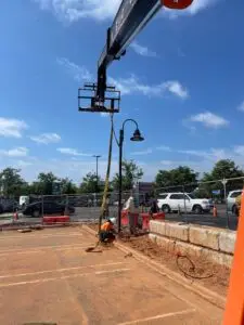 Installation of new parking lot lights - Western North Carolina