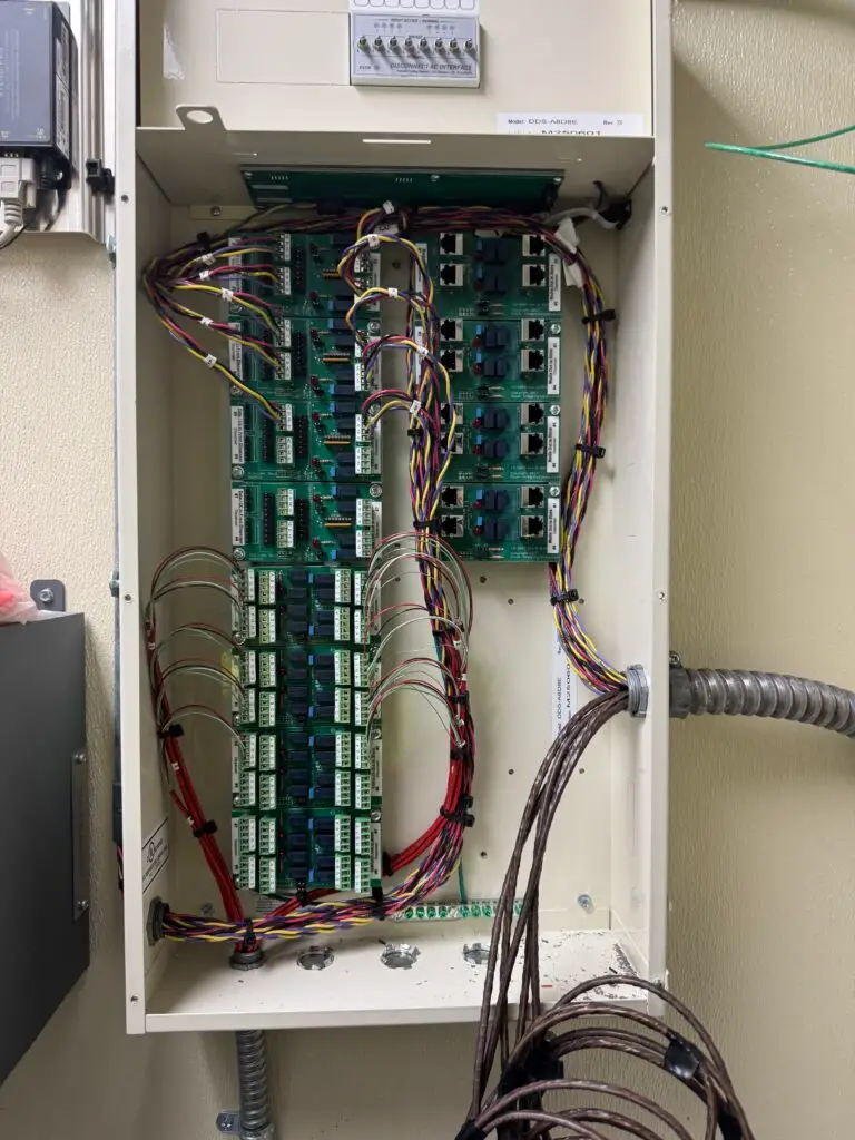 Electrical panel wiring for fuel station.